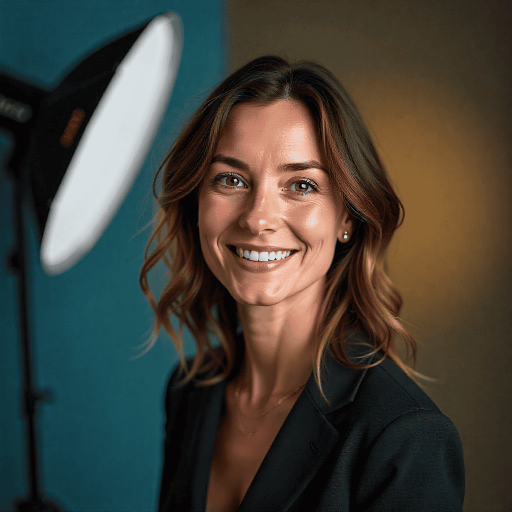 Studio portrait photography with professional lighting